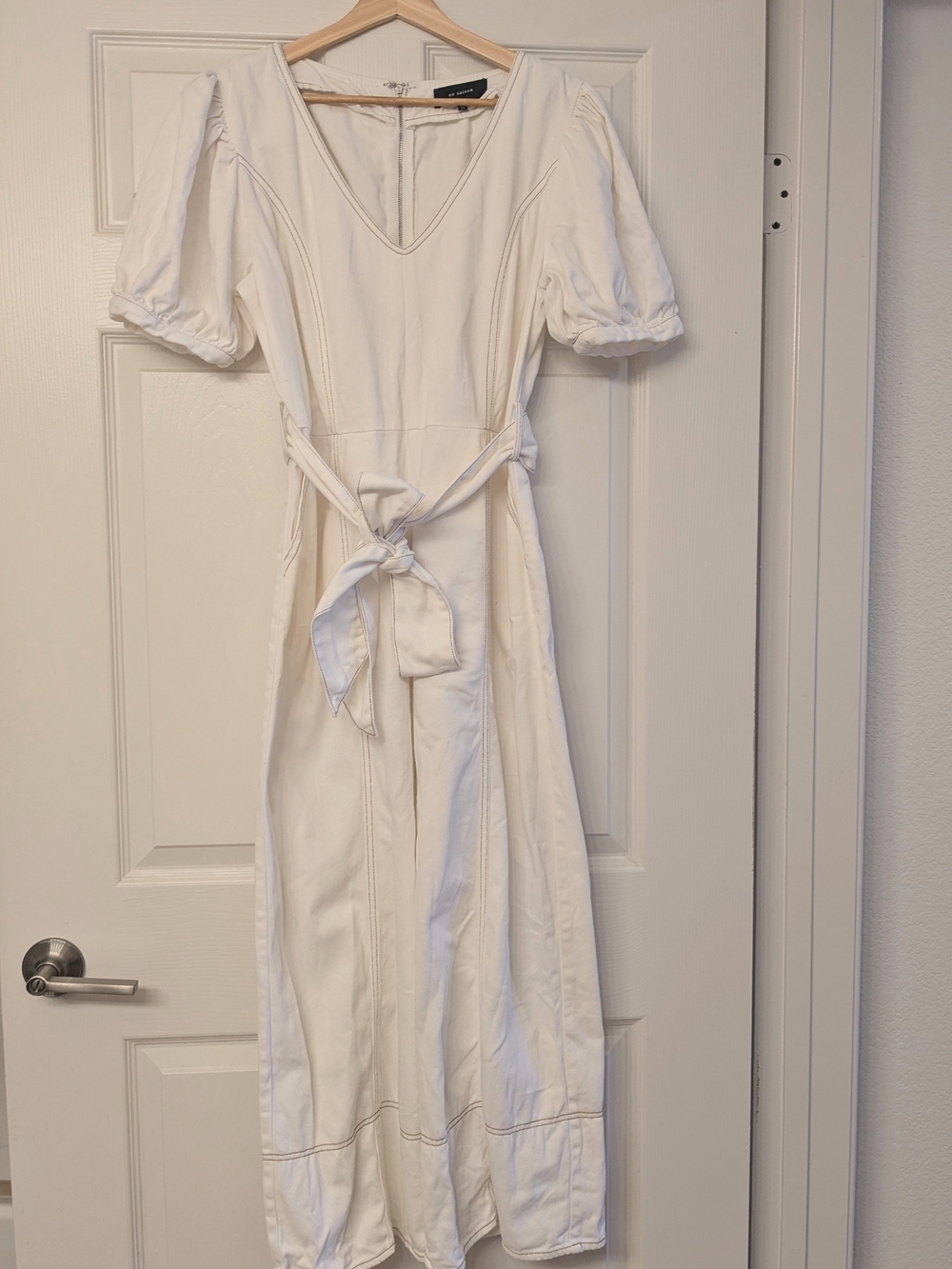 En Saison White Puff Sleeve Jumpsuit